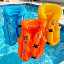 Adult Thickened PVC Inflatable Swim Ring Life Vest Anti-Flip Buoyancy Adjustable Vest Pool Water Play Equipment Beginner Buckle - Blue Life Jacket - View 3