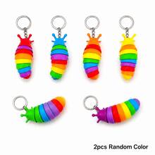 1pc Random Color Rainbow Caterpillar Keychain, Flexible Segmented Silicone Worm Pendant, Suitable For Keys, Backpacks, Handbags, Zipper Decoration And Daily Accessories - Multicolor - View 14