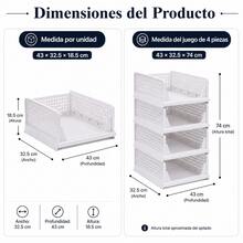 Storage Drawers - Ivory White - Height 19cm - View 8