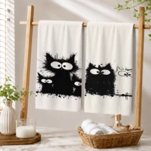 2/4/6pcs Cat Pattern Printed Kitchen Towels, Super Absorbent Microfiber Soft Tea Towels, Dish Cloths, Cleaning Towels, Hand Towels, Suitable For Cooking, Baking, Wiping, Cleaning And Kitchen Decoration, Kitchen Accessories, Daily Essentials - Multicolor - View 8