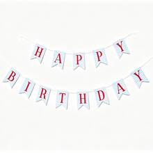 HAPPY BIRTHDAY Letter Fish Tail Banner, Birthday Party Scene Decoration Garland, White Background Blue Plaid Happy Birthday Fish Tail Banner, Home Life Party Photo Prop - Birthday Bunting - View 7
