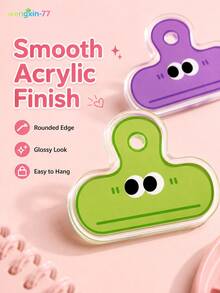 5/10Pcs Random Color Acrylic Paper Clips, Cute Cartoon Expression Binder Clips, Transparent Decorative Journal Clips, Snack Sealing Clips, Back To School Office & Classroom Stationery Gifts For Teens - Multiple Styles - View 7
