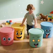 4pcs/Set Cute Smiling Face Stickers, Waterproof Removable Self-Adhesive Decals, DIY Home Decor, Suitable For Trash Can, Refrigerator, Toilet Lid, Bathroom, Cabinet And Smooth Wall, Cover Wall Imperfections - Black - View 4