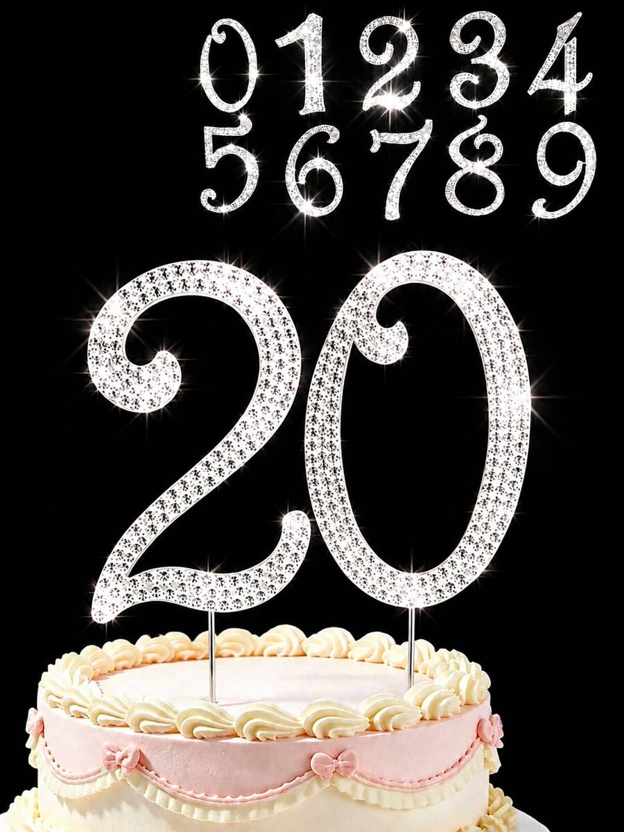 0-9 Number Cake Toppers, Sparkling Rhinestone Number Cake Toppers, Shiny Crystal Number Cupcake Decorations, Suitable For Birthday, Wedding, Anniversary Party Cake Decor, Perfect For Photo Shoots! Party Photography Essential, Ritual Gift For Yourself, Best Friend, Mom, Atmospheric Decoration