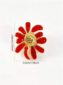 VceTd1PCS Fashion Vacation Style Colorful Enamel Daisy Decorated Stainless Steel Brooch, Suitable For Women To Wear On Vacation Or Party - Golden - View 2