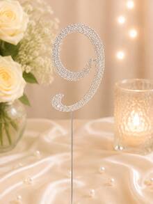 0-9 Number Cake Toppers, Sparkling Rhinestone Number Cake Toppers, Shiny Crystal Number Cupcake Decorations, Suitable For Birthday, Wedding, Anniversary Party Cake Decor, Perfect For Photo Shoots! Party Photography Essential, Ritual Gift For Yourself, Best Friend, Mom, Atmospheric Decoration - Silver - View 14