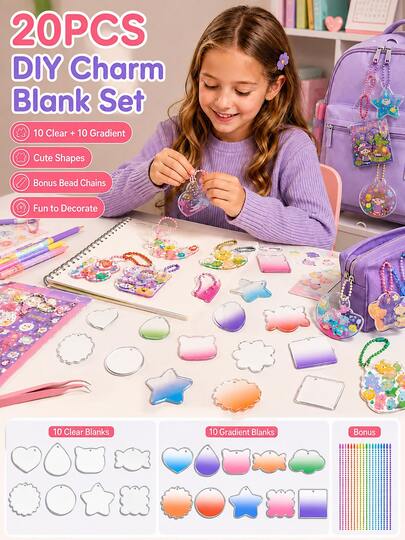 10pcs DIY Gukka Deco Card Set, Acrylic Card Holder With Stickers & Keychain Pendants, Cute Scrapbook Supplies For Kids & Kindergarten