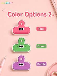 5/10Pcs Random Color Acrylic Paper Clips, Cute Cartoon Expression Binder Clips, Transparent Decorative Journal Clips, Snack Sealing Clips, Back To School Office & Classroom Stationery Gifts For Teens - Multiple Styles - View 2