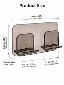 1pc Large Capacity Wall-Mounted No-Drill Acrylic Toothbrush & Toothpaste Holder Storage Rack - Translucent Gray - View 2