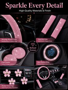 Hiny 11pcs Artificial Rhinestone Car Interior Decor Set, Fashionable All-Season Car Accessories, Car Decoration, Interior Embellishment, Sparkling Accents, Rhinestone Design, Handmade Decoration, High Gloss Surface, Decorative Items - 11PCS - View 7