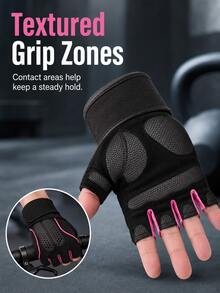 Men's Breathable Half-Finger Workout Gloves With A Padded Grip Pad And Adjustable Wrist Strap, Suitable For Dumbbell Training, Cycling, Hiking, Camping, And Gym Equipment. - Multicolor - View 2