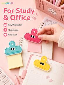 5/10Pcs Random Color Acrylic Paper Clips, Cute Cartoon Expression Binder Clips, Transparent Decorative Journal Clips, Snack Sealing Clips, Back To School Office & Classroom Stationery Gifts For Teens - Multiple Styles - View 9