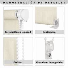 Cortinas para Janelas Sem Furos, Estore Enrolável de Dupla Camada Dia e Noite, Cortinas para Quarto, Sala e Cozinha com Paragem Livre e Regulação de Luz, Fácil Instalação, Vários Tamanhos - Bege - Ver 4
