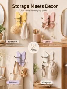 Multi-Functional Heavy Duty Rotating Butterfly Hooks-Drill-Free Adhesive Swivel Hooks With Adjustable Wings And Trident Hooks,Suitable For Indoor AndOutdoor Corners,Bathroomsand Kitchens-No Installation Required,Hangs Towels And Kitchen Utensils - Multicolor - View 6