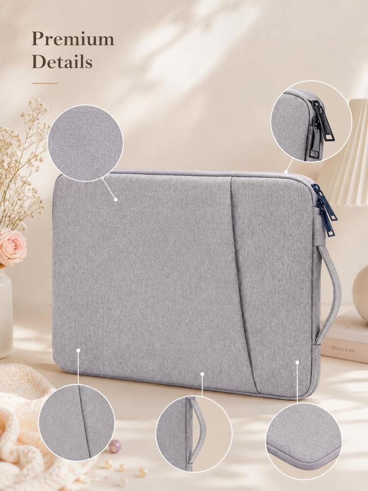 XD Multifunctional Pocket Laptop Protective Sleeve, Nylon Tear-Resistant Fabric, Lightweight Inner Bag, Compatible With Multiple Laptop Sizes, Fashionable Minimalist Women's Handbag Storage Bag, Back To School, Campus, Business Trip, Travel Laptop Bag - Light Grey - View 2