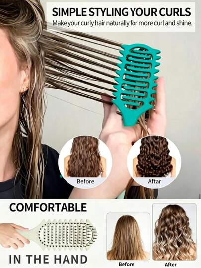 1 Peça Pente para Cabelo Cacheado Atualizado Novo, Estrutura de Cerdas Especial, Adequado para Vários Penteados, Reduz a Queda e o Puxão de Cabelo, Desembaraça o Cabelo, Unissex, Cria Facilmente Cabelo Cacheado