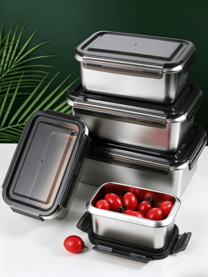 1 recipiente de armazenamento de alimentos com tampa, taça hermética à prova de fugas para conservação de frescos, para armazenamento separado de frutas, legumes e carne na cozinha, marmita portátil para estudantes