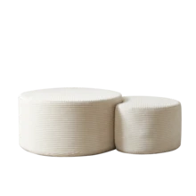 Kaffeetisch-Set, 2-Teilig , Gepolsterte Runde Kaffeetische, Set Mit 2 Stu Ck Fu R Das Wohnzimmer, Moderner Runder Kaffeetisch Aus Schaumstoff, Beistelltisch, Ottoman, Keine Montage Erforderlich - 米色 - 查看 3