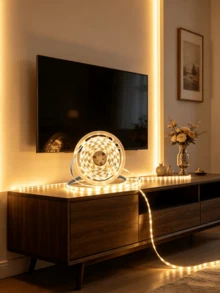 High Brightness LED Light Strip, Flexible LED Light Bar, USB Powered, With Button Switch, TV Background Decoration Light, Warm White/Cool White, Easy Installation, Suitable For TV Background, Bedroom, Living Room, Hallway, Kitchen, DIY Decoration - White - View 1