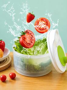 1/2pcs Multifunctional Salad Spinner And Strainer Basket, Non-Rechargeable PP Manual Vegetable And Fruit Dehydrator, With Strainer Basket, Convenient For Meal Prep - Multicolor - View 8