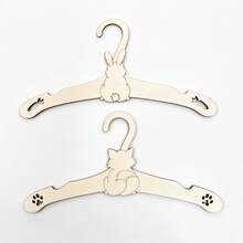 4pcs Cute Cartoon Animal Wooden Baby Hangers, Bear, Rabbit, Puppy Pattern, Non-Slip Nursery Closet Storage Organizer Hooks, Baby Room Decor Hooks - Multicolor - View 13