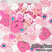 18/23/28/35/42/50/60/70/80Pcs/Box Random Style Cute Pink Buttons, Can Be Used For DIY Scrapbook, Clothing Accessories Buttons - Multiple Styles - View 23