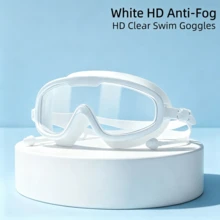Adult & Youth Large Frame Anti-Fog Swimming Goggles With Ear Plugs - White - View 7