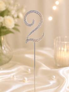 0-9 Number Cake Toppers, Sparkling Rhinestone Number Cake Toppers, Shiny Crystal Number Cupcake Decorations, Suitable For Birthday, Wedding, Anniversary Party Cake Decor, Perfect For Photo Shoots! Party Photography Essential, Ritual Gift For Yourself, Best Friend, Mom, Atmospheric Decoration - Silver - View 19