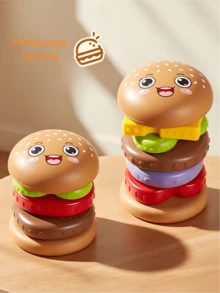Baby Rotating Tower Stacking Hamburger Toy - Rotating Funnel Building Blocks Early Education Toy, Stacking Machine Hamburger Bread Tower, Baby Rotating Stacking Toy, Stacking Machine Montessori Infant Toddler Toy, Random Color - Multicolor - View 3