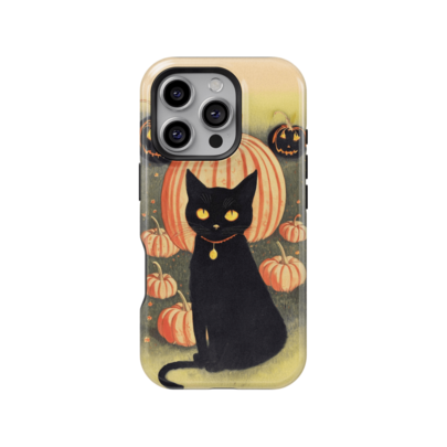 Vintage Black Cat And Ghost In Outer Space Phone Case Cosmic Halloween Phone Case Compatible With IPhone 17 16 15 14 Pro Max Plus 13 12 11