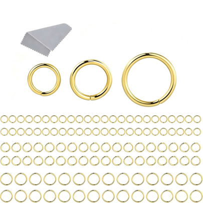 60 pezzi anelli aperti dorati, 4/5/6/7/8/10 mm, set per creazione di gioielli, anelli di giunzione per braccialetti, collane, accessori per gioielli