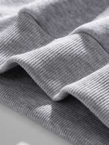 Teen Boy Letter Print Hoodie And Jogger Pants Casual Set - Grey - View 4