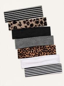 1/7 pezzi Fascia per capelli casual minimalista basic a pois & quadri per donna, adatta per fitness, yoga e incontri quotidiani, accessorio per acconciatura da donna - Multicolore - Visualizzare 2