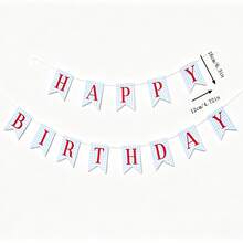 HAPPY BIRTHDAY Letter Fish Tail Banner, Birthday Party Scene Decoration Garland, White Background Blue Plaid Happy Birthday Fish Tail Banner, Home Life Party Photo Prop - Birthday Bunting - View 3