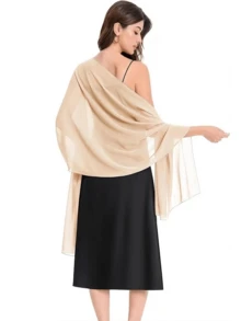 Chiffon Shawl Scarf Wrap, For Brides, Weddings, Evening Dresses And Special Occasions - Beige - View 3