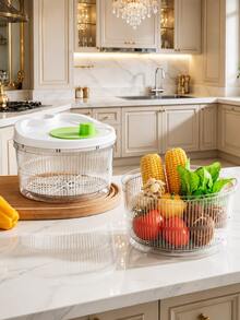1/2pcs Multifunctional Salad Spinner And Strainer Basket, Non-Rechargeable PP Manual Vegetable And Fruit Dehydrator, With Strainer Basket, Convenient For Meal Prep - Multicolor - View 9