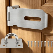 مشبك معدني بحجم 4 بوصات مصنوع من الفولاذ المقاوم للصدأ، كامل مع براغي تثبيت مطابقة. مصمم للتعاون مع الأقفال، مثالي كملحق قفل للخزائن والأبواب الداخلية وحجرات التخزين. - مجموعة واحدة - مشاهدة 1