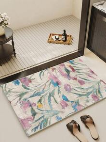 1pc European And American Fresh Tropical Floral Classic Pattern Runner Rug, Suitable For Bathroom, Kitchen, Entrance, Hallway, Bedside, Living Room, Bedroom, All Season Soft Machine Washable Mat, Home Decor - Multicolor - View 4