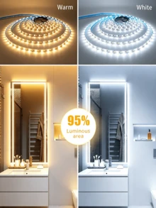 High Brightness LED Light Strip, Flexible LED Light Bar, USB Powered, With Button Switch, TV Background Decoration Light, Warm White/Cool White, Easy Installation, Suitable For TV Background, Bedroom, Living Room, Hallway, Kitchen, DIY Decoration - White - View 4