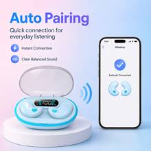 Earbud Nirkabel dengan Indikator Baterai LED, Mini, Ringan, dan Nyaman Dipakai, Kontrol Tombol, Kotak Pengisian Daya Ringkas, Cocok untuk Tidur, Bepergian, dan Penggunaan Sehari-hari, Baterai 150mAh - View 8