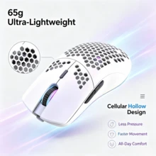 CHANGXIE Wireless Gaming Mouse, Honeycomb 2.4G USB Cordless Mouse, RGB Rechargeable Computer Gaming Mouse With LED Lights, Frictionless Paracord, Ergonomic Design, Suitable For Home Gaming And Office Use, Halloween Gift - White - New Version - View 8