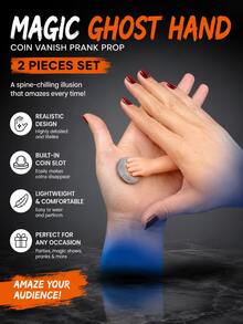 Two Pieces Set: "The Terrifying Magic Hand"-A Ghostly Prank Prop With A Coin-Disappearing Effect. A Realistic Illusion Of A Levitating Hand. Ideal For Parties, Magic Shows, Pranks, And Jokes; Delivers A Stunning Visual Impact. - Multicolor - View 2