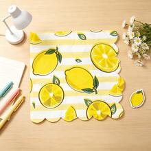 80 Pcs 13 * 13 Inch Lemon Printed Disposable Napkins With Wavy Lace Design, Suitable For Summer Parties, Picnics, Barbecues, Birthday Parties, Daily Home Use, Pool Parties, Cafes, Fruit Themed Table Decoration, And Tabletop Decoration. - View 10
