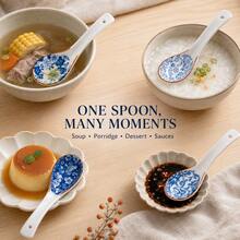 4pcs/8pcs Blue And White Floral Pattern Smooth Glazed Ceramic Soup Spoons, Vintage Chinese Style Tableware, Suitable For Home Dining, Porridge, Noodles, Soup - View 6