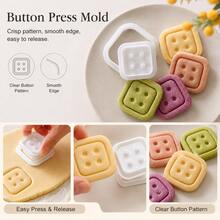 1pc Creative Minimalist Button Shaped Cookie Cutter Mold - Simplistic Flower Pattern Round & Square Baking Cookie Mold For Home Use - Multicolor - View 8