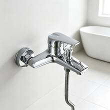 Bathroom Wall Mounted Tub Faucet, Single Lever Hot Cold Mixer Tap With Shower Outlet Pull Switch, Smooth Waterproof Paint Finish, Rustproof Durable, Two-Tone Color Design For Bathroom - Multi-color - View 10