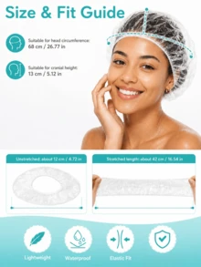 1/10/30/50/100 buah Topi Mandi Sekali Pakai Transparan Tanpa Cuci, Topi Mandi Elastis Tahan Air, Ukuran Besar Tebal Elastisitas Tinggi, Cocok untuk Mandi dan Perawatan Rambut, Praktis untuk Perjalanan - MultiWarna - View 5