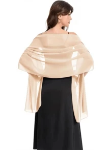 Chiffon Shawl Scarf Wrap, For Brides, Weddings, Evening Dresses And Special Occasions - Beige - View 1