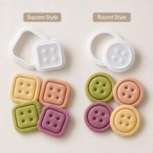 1pc Creative Minimalist Button Shaped Cookie Cutter Mold - Simplistic Flower Pattern Round & Square Baking Cookie Mold For Home Use - Multicolor - View 7