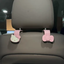SANRIO 2件組 Hello Kitty 車用座椅背掛勾收納架,可愛鑰匙圈與口罩收納,耐用 ABS 塑料,粉色/黑色,適用於大多數車型,汽車配件,車鑰匙掛鉤,趣味設計,結構穩固,送給家人朋友的貼心禮物 - A - 查看 11